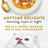 Gourmet cat food with real chicken, whitefish, veggies, and silky broth, perfect for discerning feline palates.