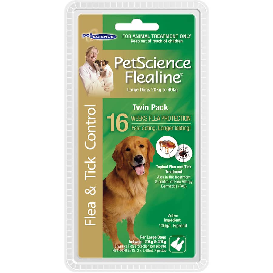 Pet Science Flealine large dog flea treatment, offering 8 weeks of fast-acting, water-resistant flea and tick protection.