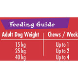 Schmackos Dog Treats Chomp N Chew Beef, 60g of long-lasting rawhide with a tasty meaty center for happy, healthy chewing.