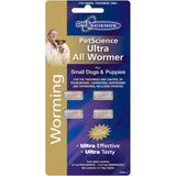 Palatable liver-flavored worming tablets for small dogs, effectively controlling various intestinal parasites every three months.
