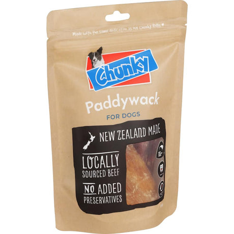 Chewy, all-natural Chunky Dog Treats Paddywack, promoting dental health and packed with protein for all dogs.