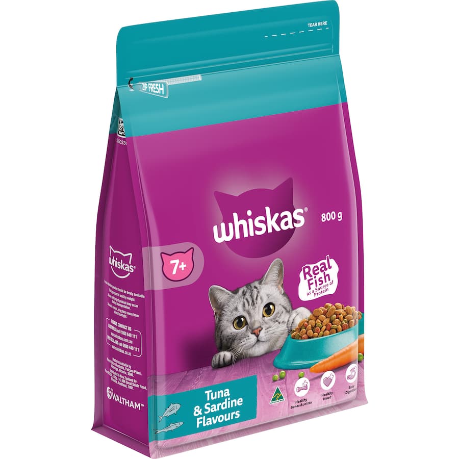 Whiskas Senior Dry Cat Food Tuna & Sardine 7+ Bag 800g
