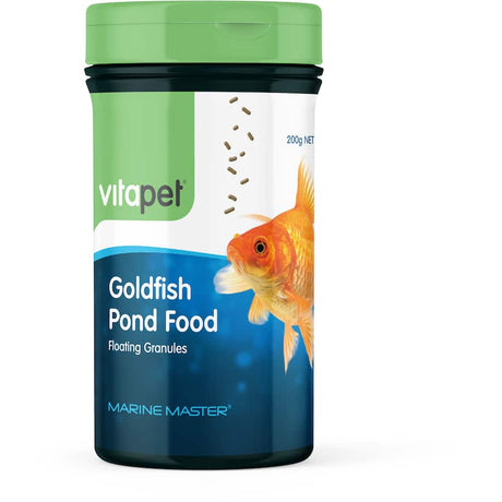 Premium goldfish food formulated for vibrant pond health, supporting growth, color enhancement, and low waste.
