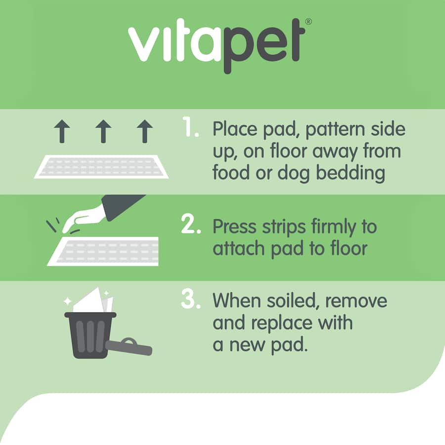 Vitapet Puppy Training Pee Pads with odour control and sticky tabs for effective indoor toilet training.