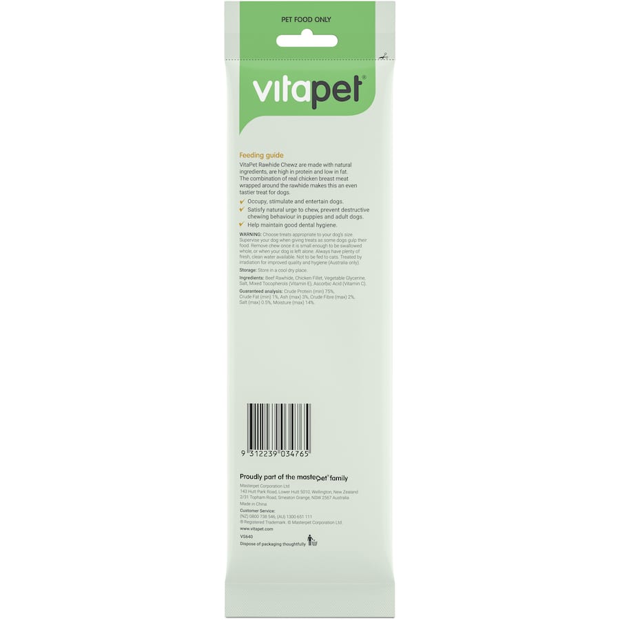 Vitapet Chewz Dog Treats Chicken Rawhide Bone Bag 1pack