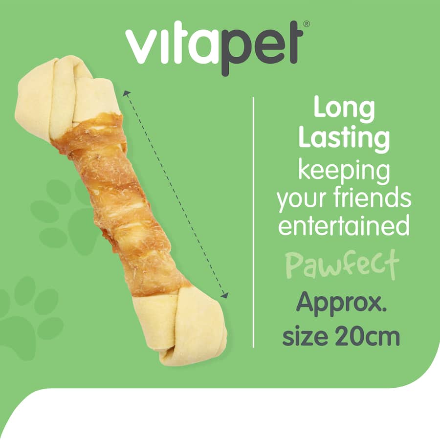 Vitapet Chewz Dog Treats Chicken Rawhide Bone Bag 1pack