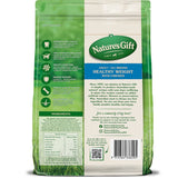 Nature's Gift Sustain Dry Dog Food with chicken, designed for healthy weight management and enriched with vitamins and prebiotics.