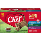 Variety pack of 18 wet cat food pouches with Ocean Fish, Rabbit, and Lamb flavors for a balanced diet and picky eaters.