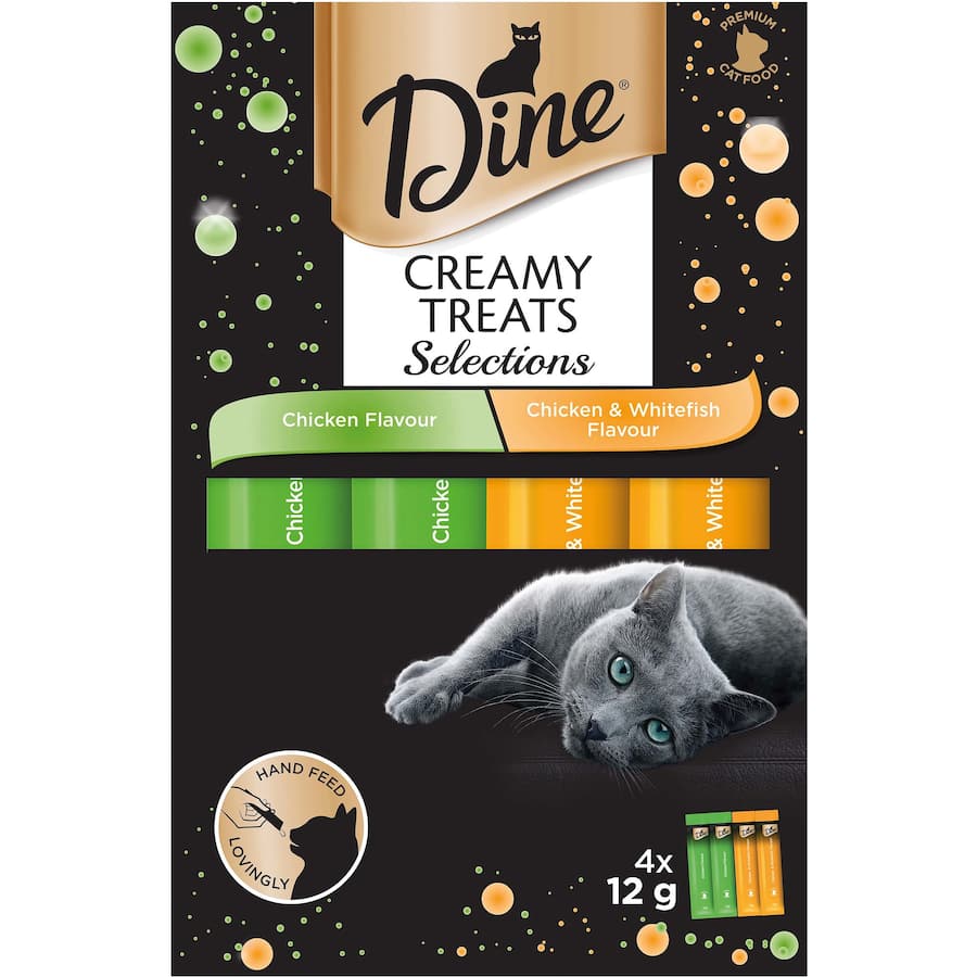 Dine Cat Treats Creamy Chicken Mixed Selection Sachet 4x12g