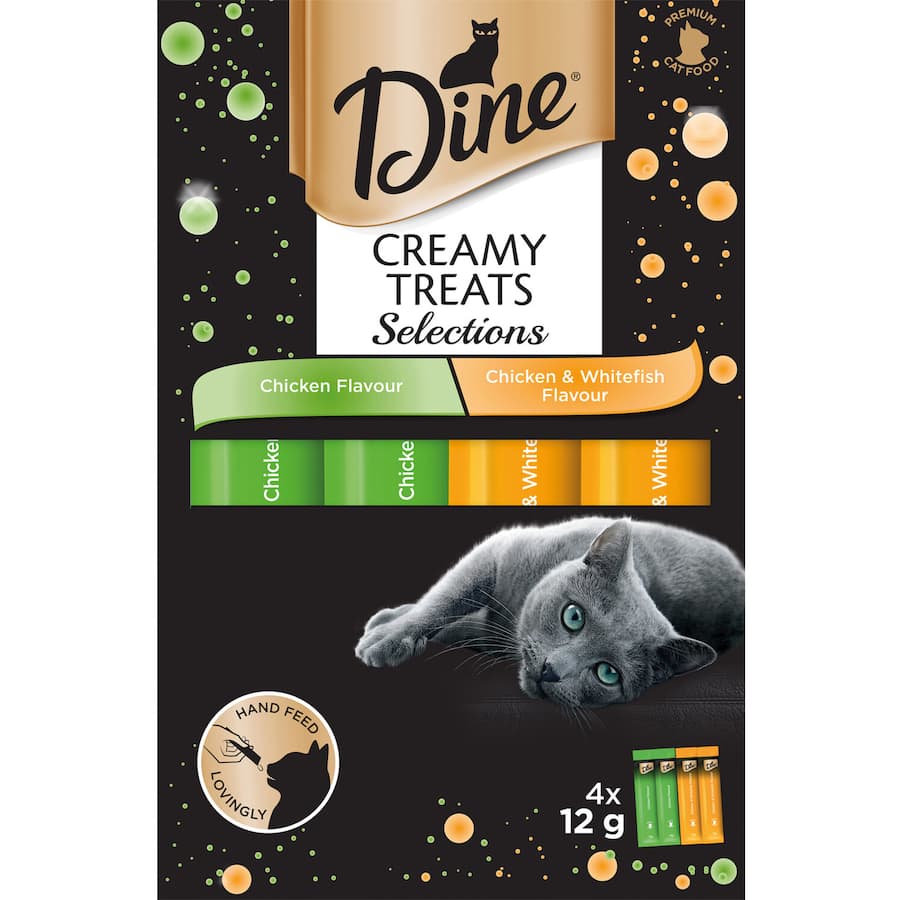 Dine Cat Treats Creamy Chicken Mixed Selection Sachet 4x12g
