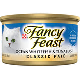 Gourmet wet cat food featuring ocean whitefish and tuna in a smooth pâté, perfect for picky eaters and balanced nutrition.