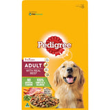 A 3kg bag of Pedigree Dry Dog Food with Real Beef, providing balanced nutrition for adult dogs with vital protection for health.