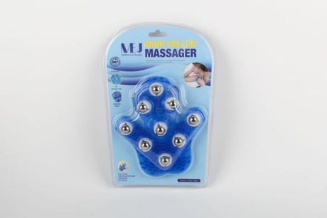 Palm/Glove Massager featuring nine 360-degree rolling steel balls for soothing, targeted muscle relief and relaxation.