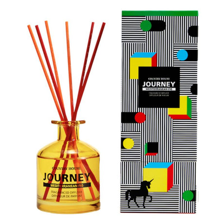 Journey Mediterranean Fig Diffuser with 200ml of soothing aroma, featuring fig, aniseed, and floral notes, includes 6 reeds.