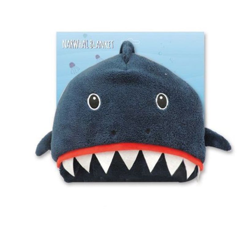 Adorable Shark Children's Blanket, 2-in-1 hooded design for cozy comfort and imaginative play, perfect for snuggling and naptime.