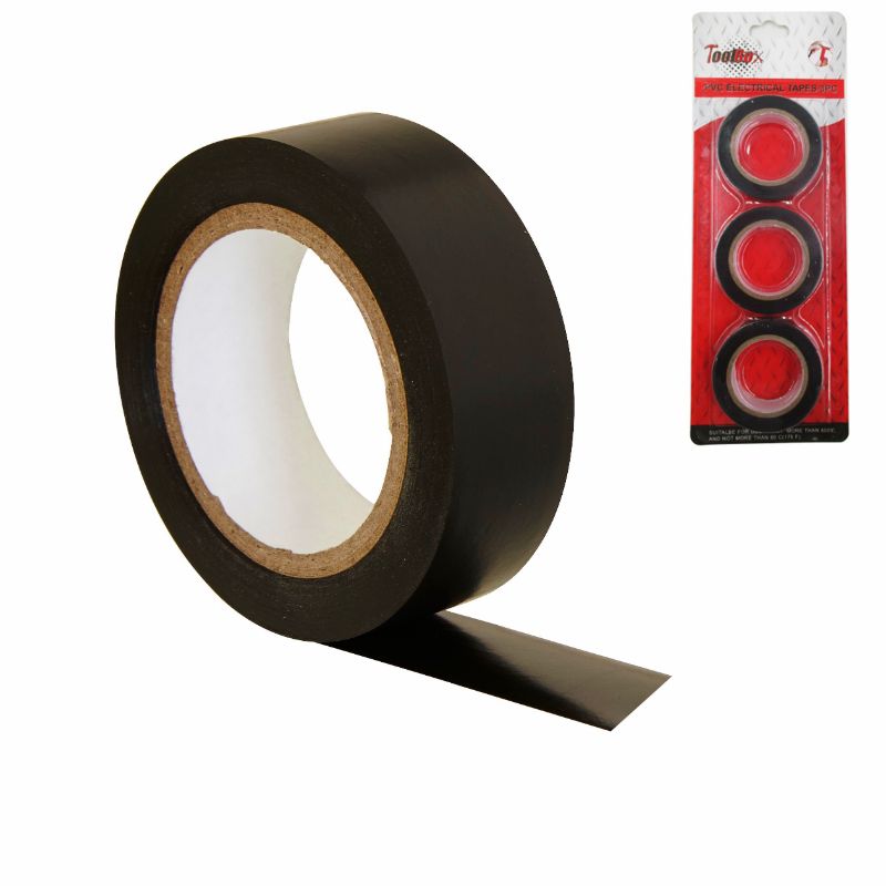 Pvc Tapes - Black 1.9cm X 10m (12 Packs)