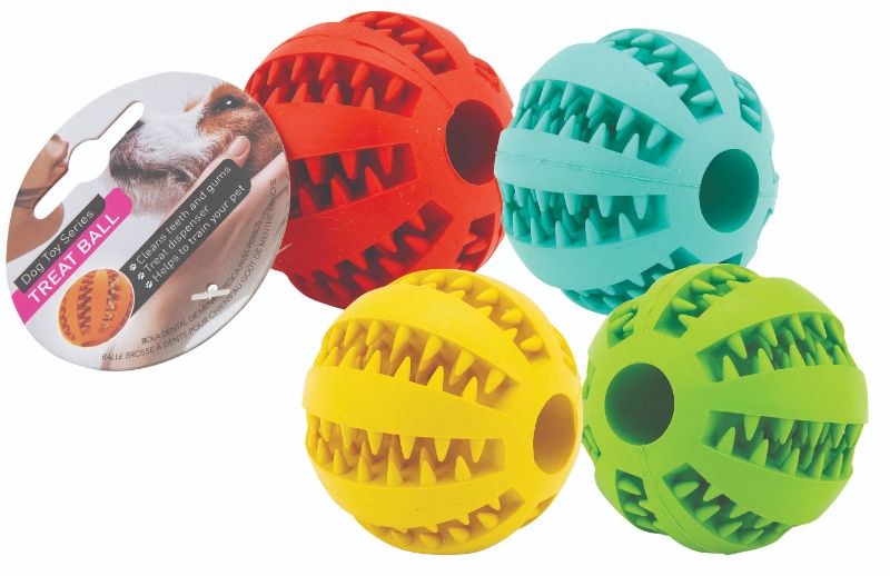 Set of 6 colorful rubber balls for dogs, ideal for fetch, chewing, and interactive play, promoting exercise and bonding.