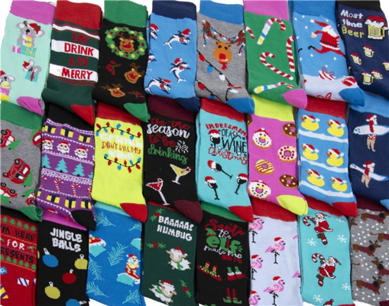 Festive Mens Ugly Socks - Mega Mix (12 Assorted Pairs)