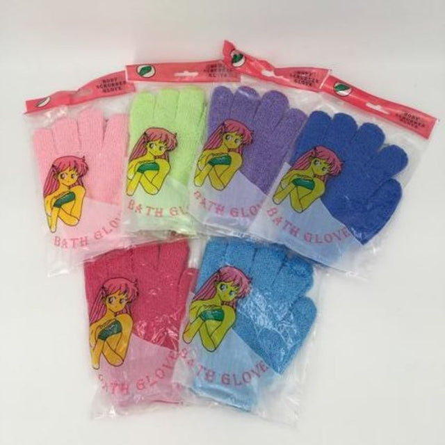 Vibrant set of 12 versatile shower gloves for exfoliating and lathering, perfect for all ages and eco-friendly use.