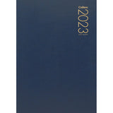 Elegant navy week-to-view planner with durable cover, ribbon marker, and FSC certification for sustainable organization.