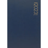 Collins Diary A41A in navy, featuring day-to-view layout, 1/4 hour appointments, cash summary, and durable FSC-certified cover.