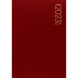 Red Collins Diary A41A with day-to-view layout, sewn binding, ribbon marker, and cash summary for efficient scheduling.