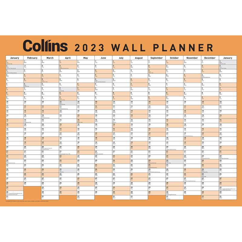 Collins Wallplanner A3 Unlaminated Odd Year