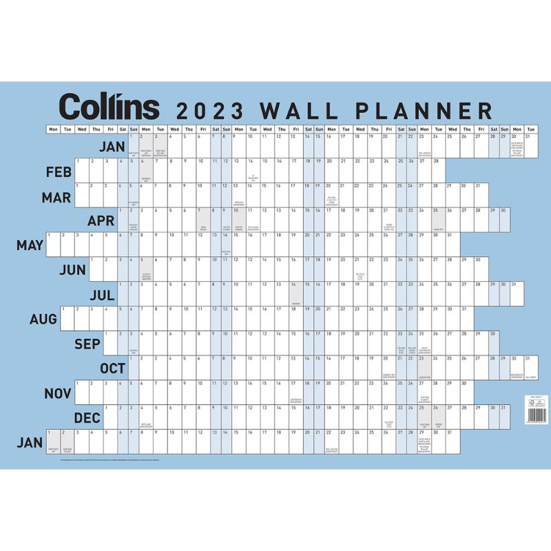 Collins Wallplanner Large Laminated 700x990mm Odd Year