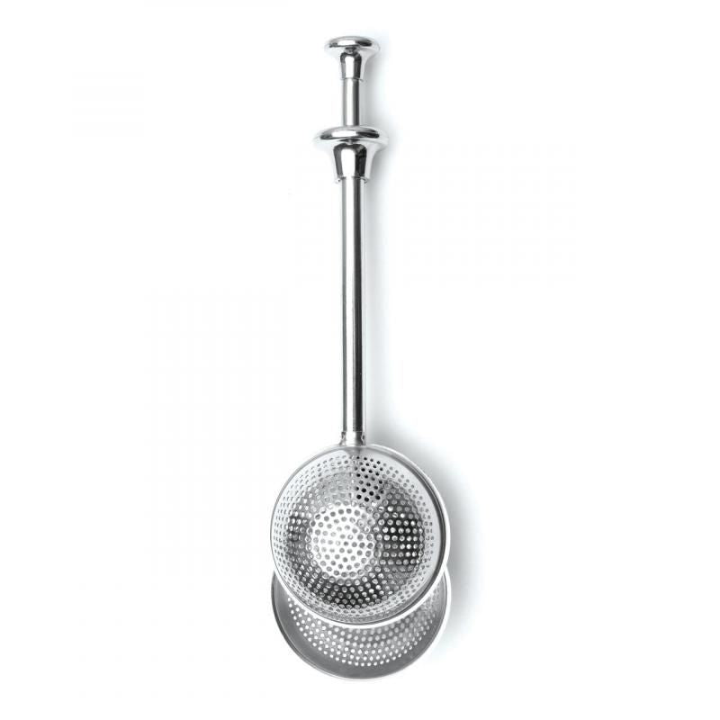 Stainless steel 5cm tea scoop ball infuser for loose leaf tea, featuring a spring handle and eco-friendly design.