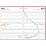 Stylish red Collins Diary A52 with 2 days to view layout, ribbon marker, and durable hard cover for organized planning.