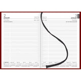 Stylish red Collins Diary A51 with ribbon marker, crafted for full-day scheduling and made from eco-friendly materials.