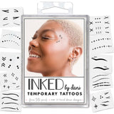 Inked Temporary Tattoos pack featuring unique, safe, non-toxic face designs for creative expression and effortless style changes.