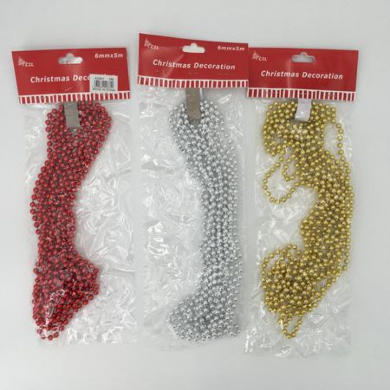 Assorted 6cm Christmas bead strands in vibrant colors for elegant holiday decor and DIY crafting. Set of 12.