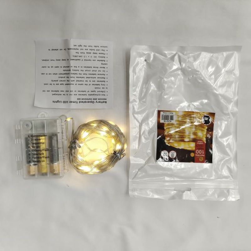 Christmas Lights - Battery 100 Heads 10m Warm (Set of 6)