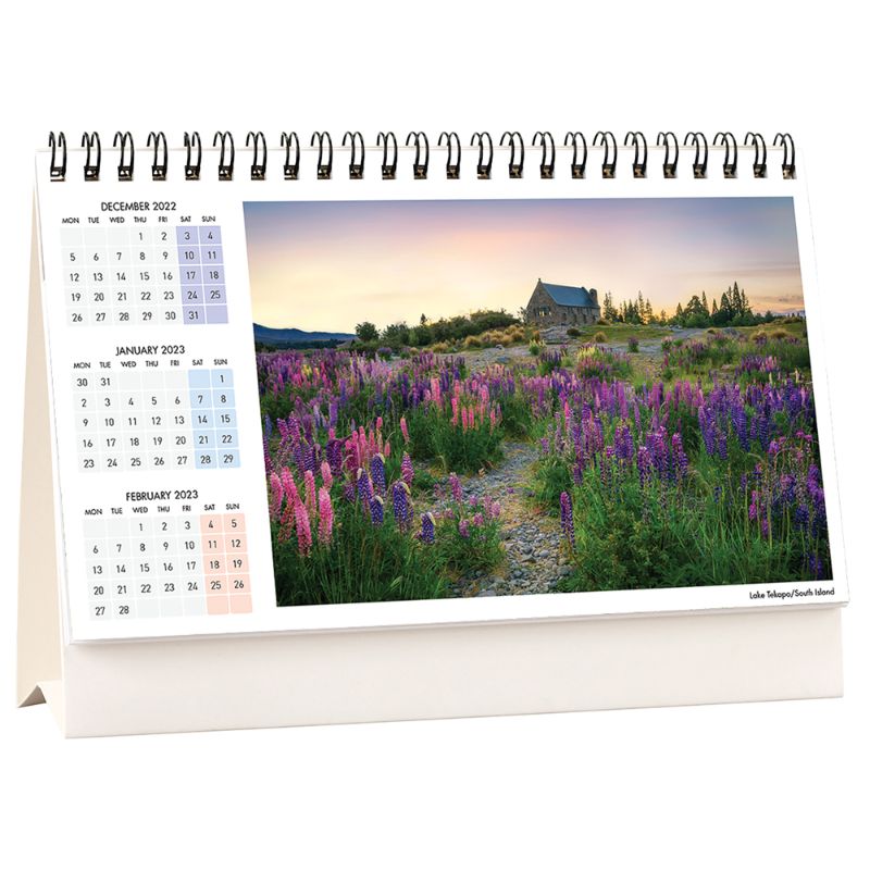 Collins Calendar Flip Over Desk NZ Pictorial 217x100mm Odd Year