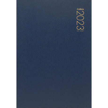 Collins Diary A41 Navy Odd Year: stylish navy diary with day-to-view layout, printed tabs, ribbon marker, and durable hardcover.