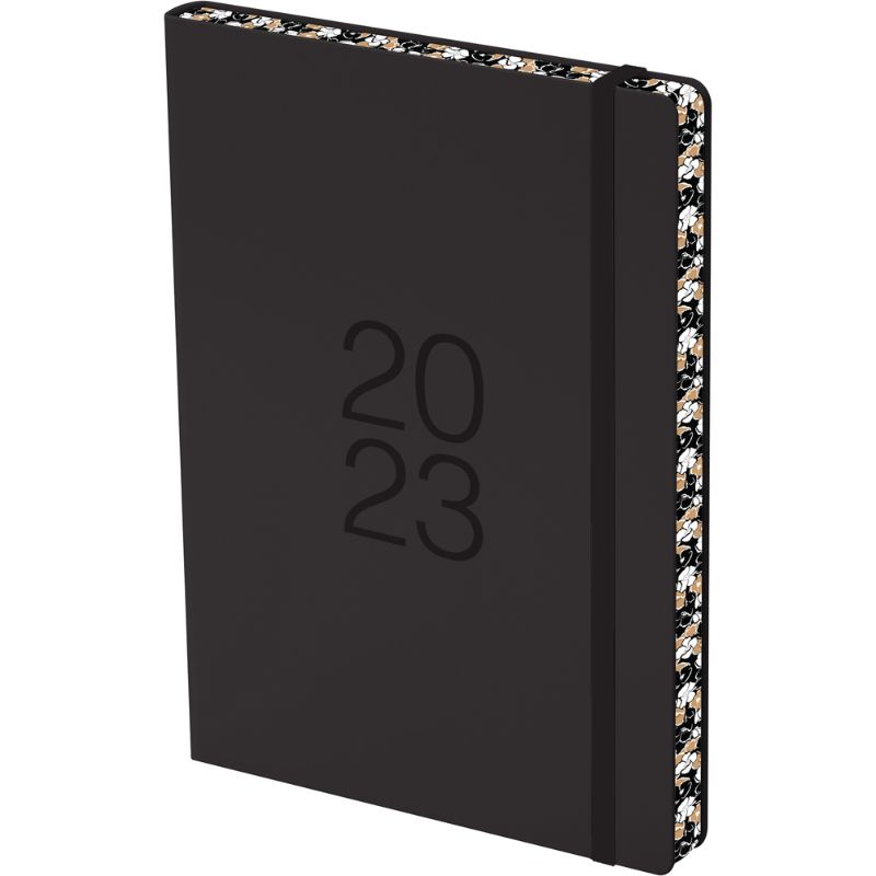 Collins Diary A51 in black with colorful edges, featuring a full page for daily notes and appointments for efficient planning.