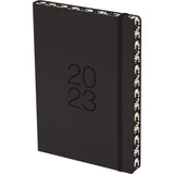 Collins Diary A51 in black with colorful edges, featuring a full page for daily notes and appointments for efficient planning.