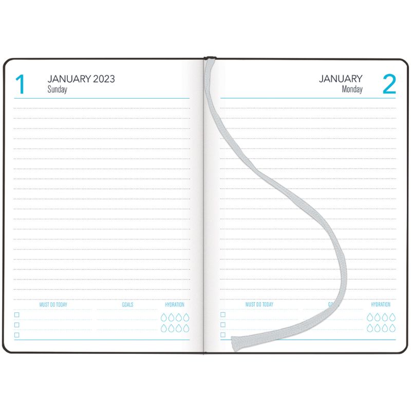 Collins A51 Day Per Page Diary in black with stylish colour edges for effective organization in odd years.