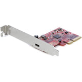 High-performance StarTech PCIe USB card with USB-C port, 20 Gbps speed, and dual-profile compatibility for easy installation.