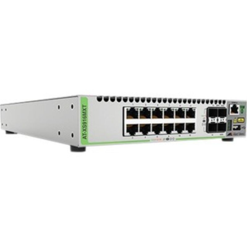 "Allied Telesis CentreCom XS916MXT Layer 3 Switch with 12 ports, 10G connectivity, and advanced management features."