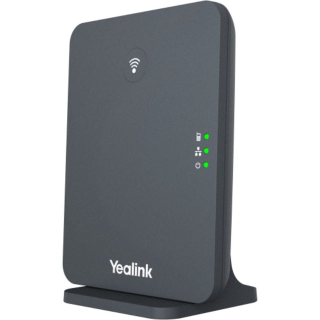 Yealink W70B DECT base station with 300m range, supports 10 handsets, and delivers exceptional audio quality for businesses.