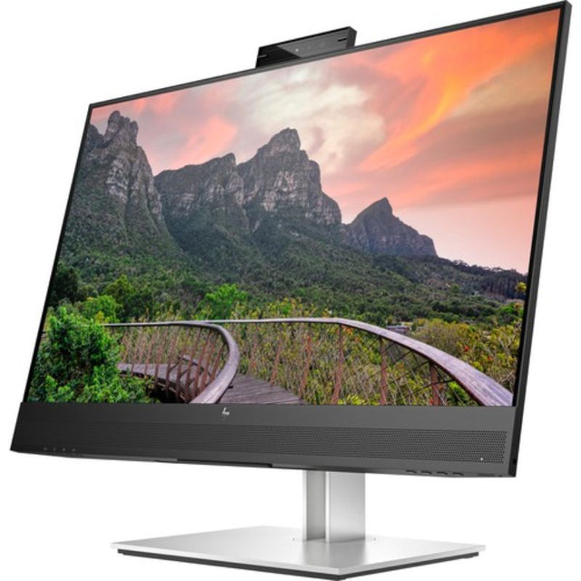 HP E27m G4 27" WQHD monitor with integrated webcam, adjustable design, and USB-C connectivity for enhanced productivity.