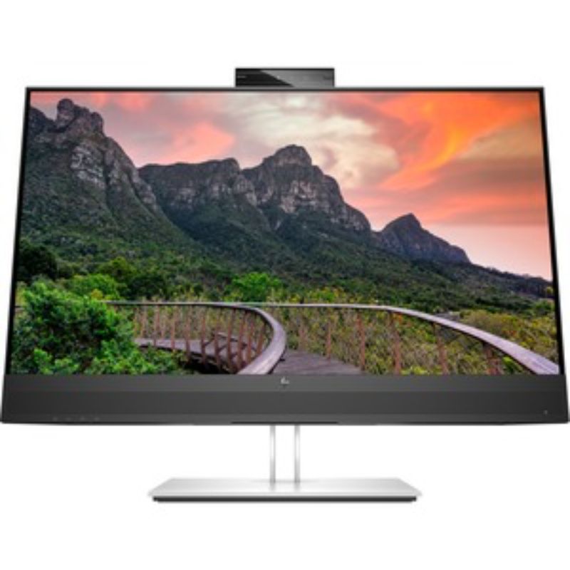 HP E27m G4 27" WQHD monitor with adjustable webcam, front speakers, USB-C connectivity, and ergonomic design for productivity.