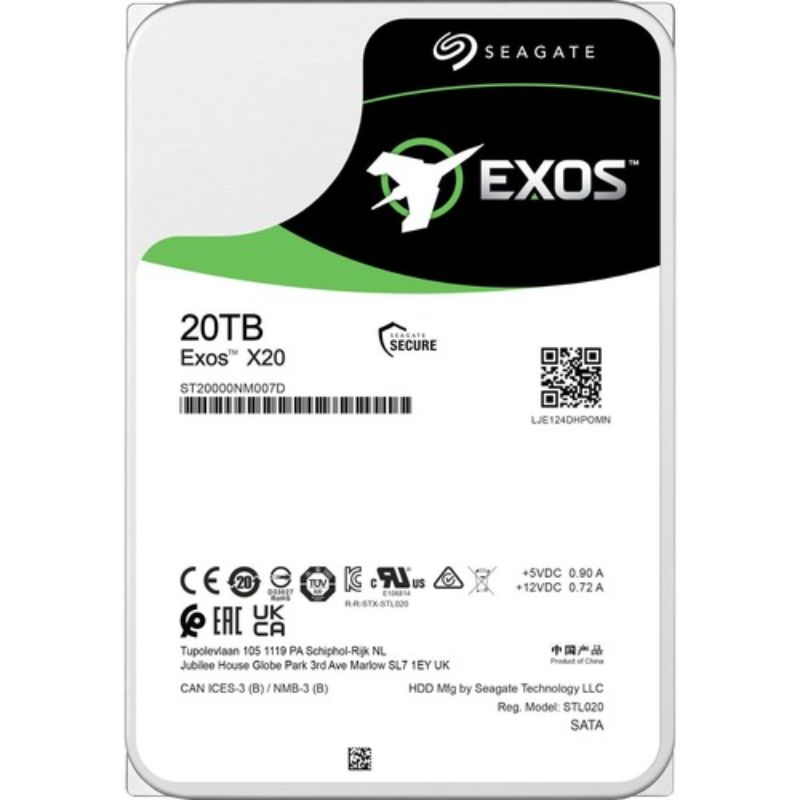 Seagate Exos X20 ST20000NM007D 20 TB Hard Drive - Internal - SATA (SATA/600) - C