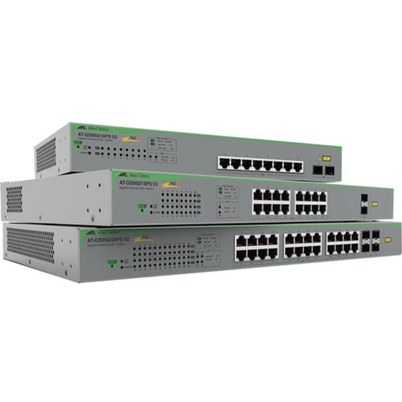 Allied Telesis GS950/10PS V2 WebSmart Gigabit PoE+ Switch - 8 Ports - Manageable