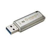 Kingston IronKey Locker+ 50 USB Flash Drive with 32GB, AES encryption, multi-password access, and compact design for secure storage.