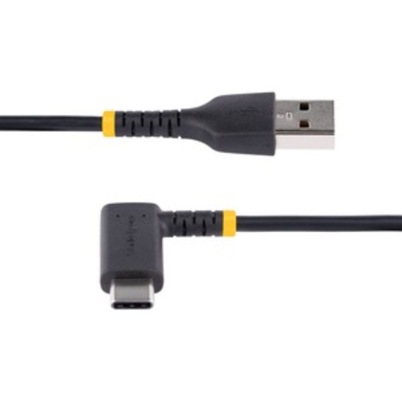 Right angle 15cm USB-A to USB-C charging cable, designed for fast charging and built with rugged aramid fiber for durability.