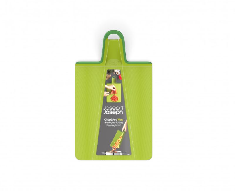 Folding chopping board with knife-friendly surface and soft-grip handle for easy ingredient transfer and cleanup.