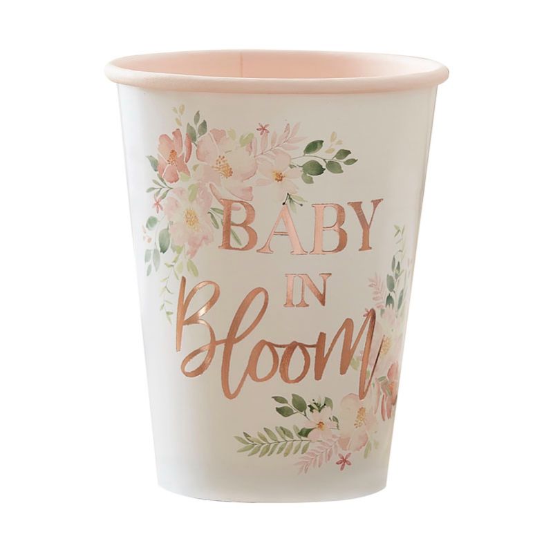 Baby In Bloom - Rose Gold Floral Baby in Bloom Paper Cups